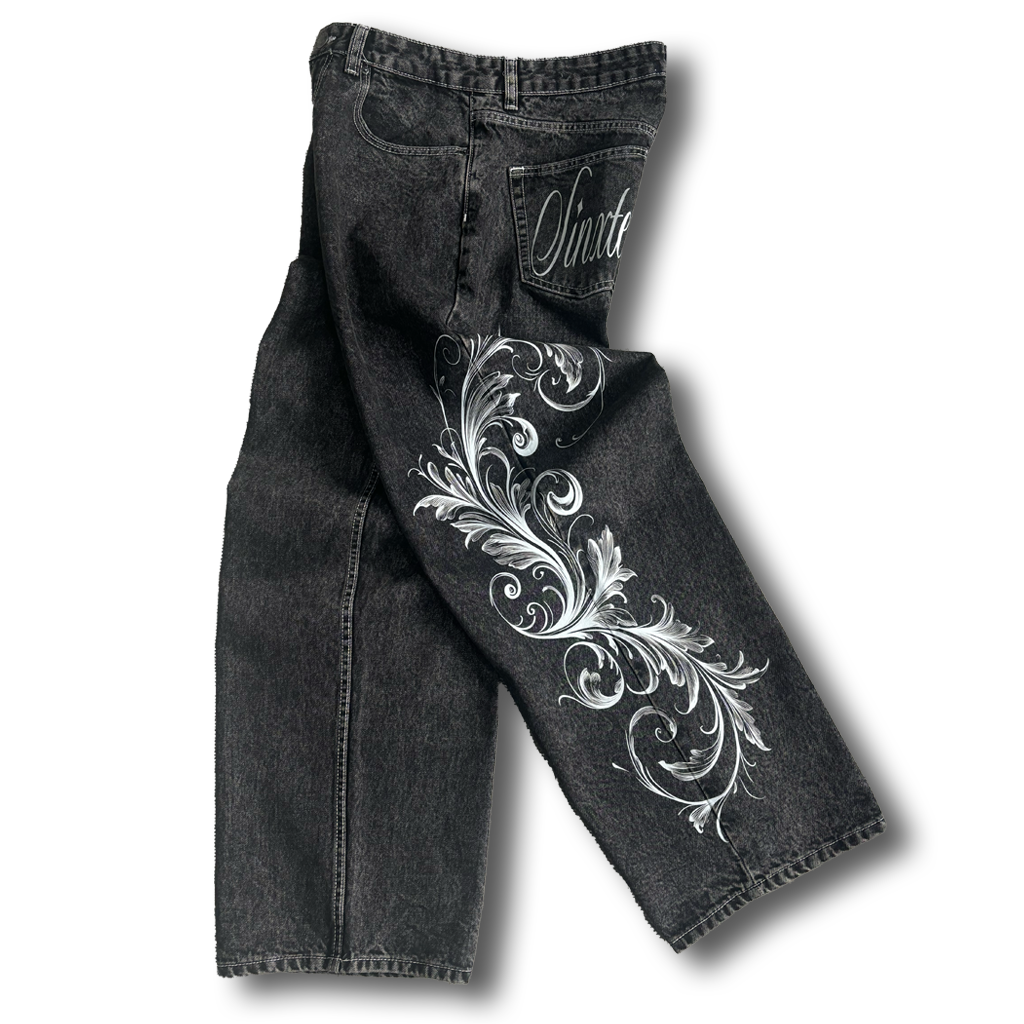 Black Flourish Jeans